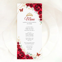 Quinceanera floral de oro rojo
