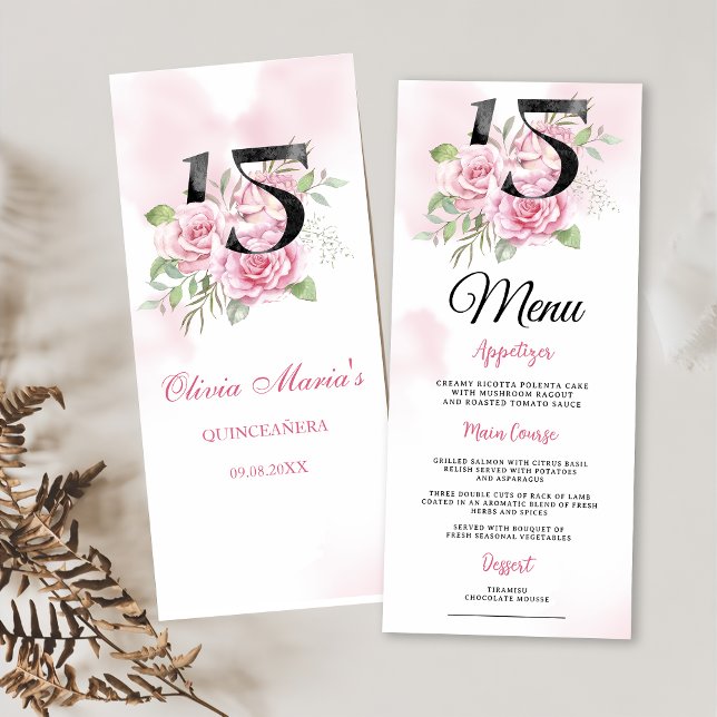 Menú Quinceanera Floral Rústica (Subido por el creador)