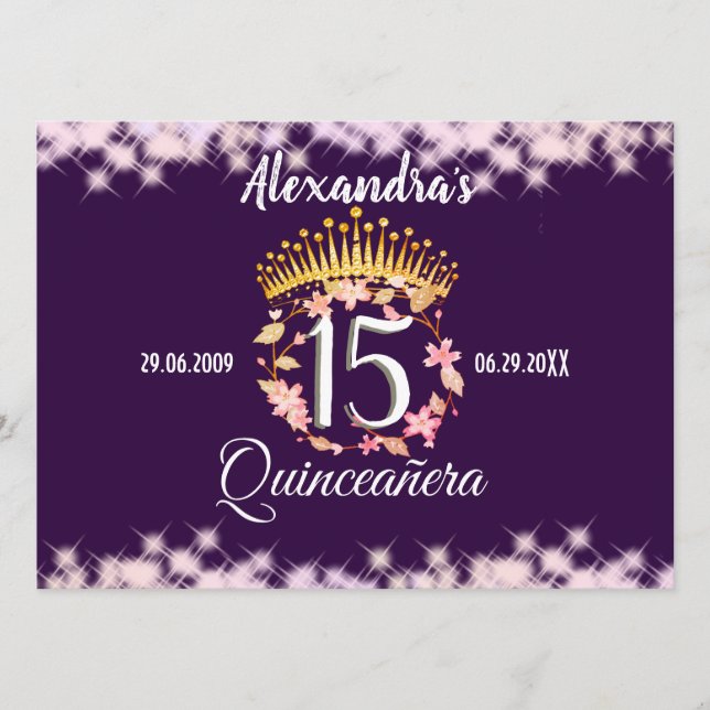 Menú Quinceanera Purple Lilac Elegante Español