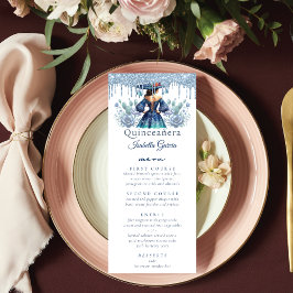Menú Quinceañera Royal Blue de estilo mexicano