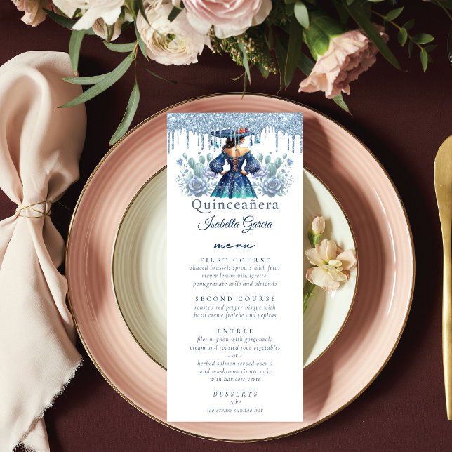 Menú Quinceañera Royal Blue de estilo mexicano (Subido por el creador)