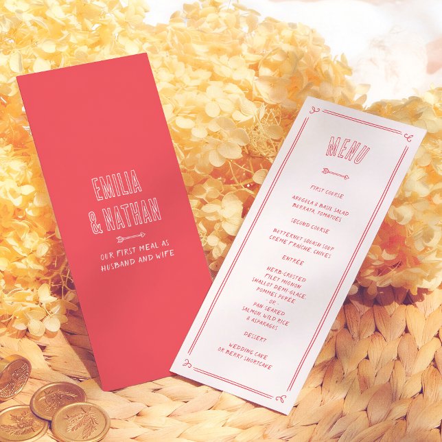 Menú Quirky Retro Love Struck Hand Drawn Cupid Wedding (Subido por el creador)