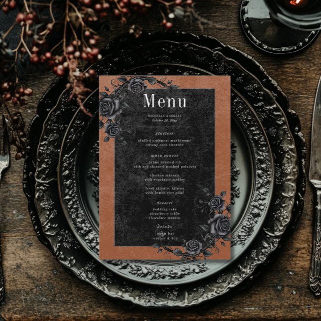Menú Raven negro gótico y Boda de óxido de Rosas negros (Subido por el creador)