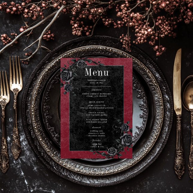 Menú Raven negro gótico y Boda de vino Rosas negros (Subido por el creador)