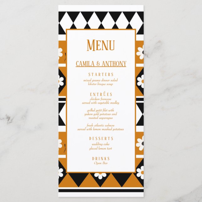 Menú Rayo de borde Flor Diamante Boho Patrón floral (Anverso)