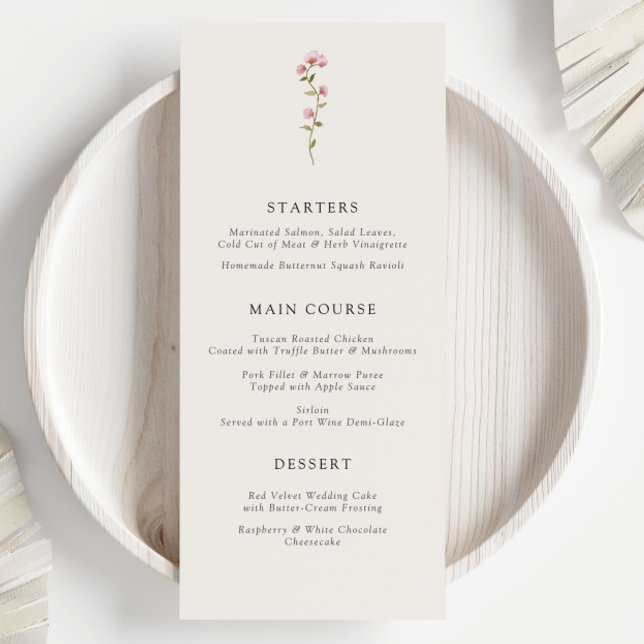 Menú Recepción Botánica Elegante Comedor de Flores Silv (Subido por el creador)