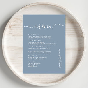 Menú Recepción de Boda Chic Script Azul Polvoriento