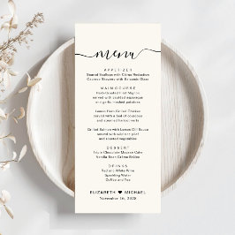 Menú Recepción de Boda Chic Script Cream