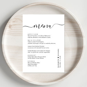 Menú Recepción de boda con guión de moda