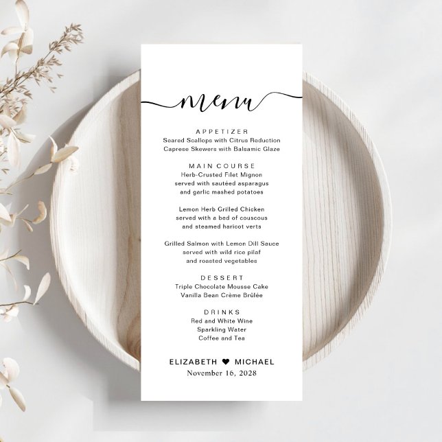 Menú Recepción de Boda con Letra Chic (Subido por el creador)
