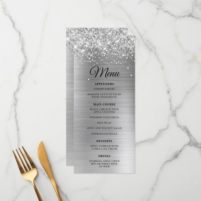 Menú Recepción de Boda con Papel de Plata Brillante (Anverso/Reverso In Situ)