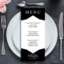 Recepción de Boda de Cena Geométrica en Blanco y N