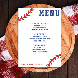 Menú Recepción de Boda de Pinstripe de Béisbol Softball
