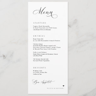 Menú Recepción de Boda Elegante Caligrafía de Lujo