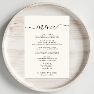 Menú Recepción de Boda Elegante con Crema