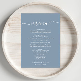 Menú Recepción de Boda Elegante en Azul Polvoriento