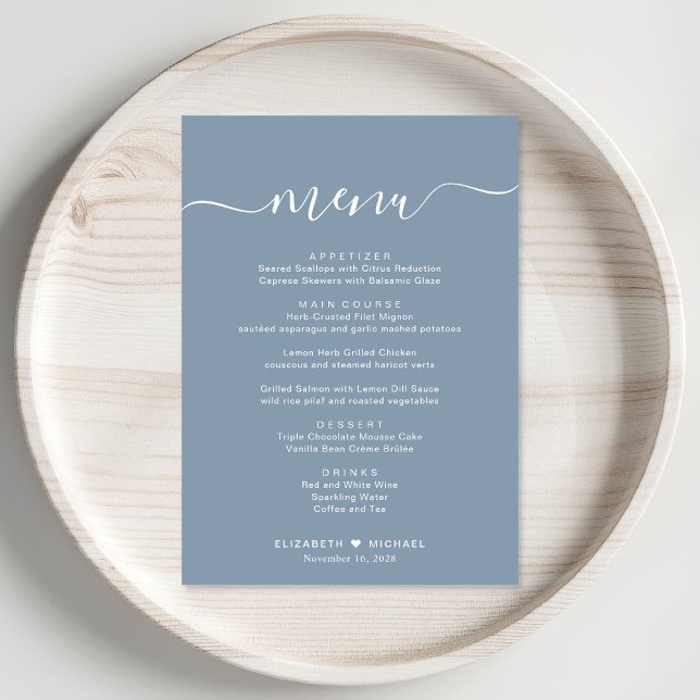 Menú Recepción de Boda Elegante en Azul Polvoriento (Subido por el creador)