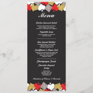 Menú Recepción de Boda Las Vegas Tarjeta de Casino