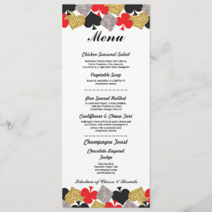 Menú Recepción de Boda Las Vegas Tarjeta de Casino