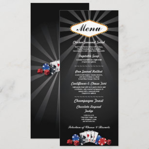Menú Recepción de Boda Las Vegas Tarjeta de Casino