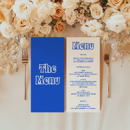 Menú Recepción de Boda Minimalista Azul Elegante