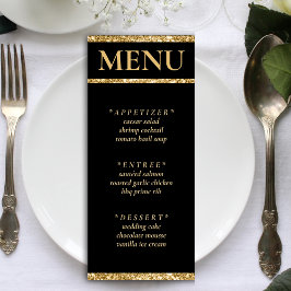 Menú Recepción de Boda Purpurina de Oro y Negro