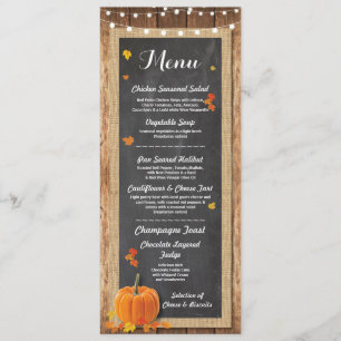 Menú Recepción de Boda Rústica Calabaza Tarjeta de