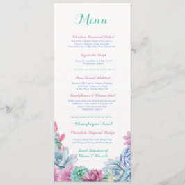 Menú Recepción de Boda Rústica Pastel Suculentas