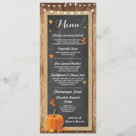Menú Recepción de Boda Rustico Calabaza Tarjeta de