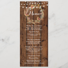 Menú Recepción de Boda Rustico Madera Otoño Luces