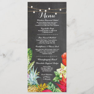 Menú Recepción de Boda Rústico Tiza Tarjetas Aloha