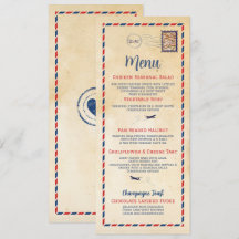 Menú Recepción de Boda Tarjeta Postal de Viaje Map