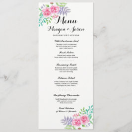 Menú Recepción de Boda Tarjetas Florales Elegantes