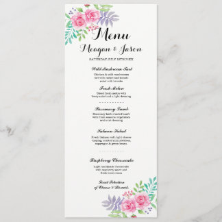 Menú Recepción de Boda Tarjetas Florales Elegantes