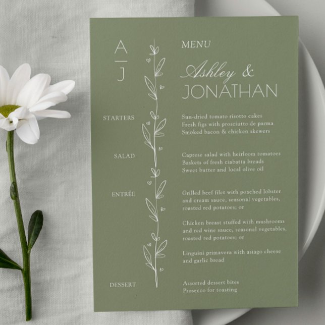 Menú Recepción de bodas con divisor de flores orgánico  (Subido por el creador)