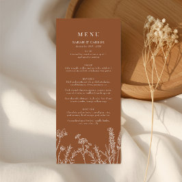 Menú Recepción de Boho Naranja de Flor Silvestre