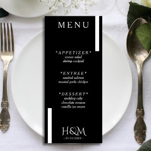 Menú Recepción de casamiento de rayas modernas en blanc