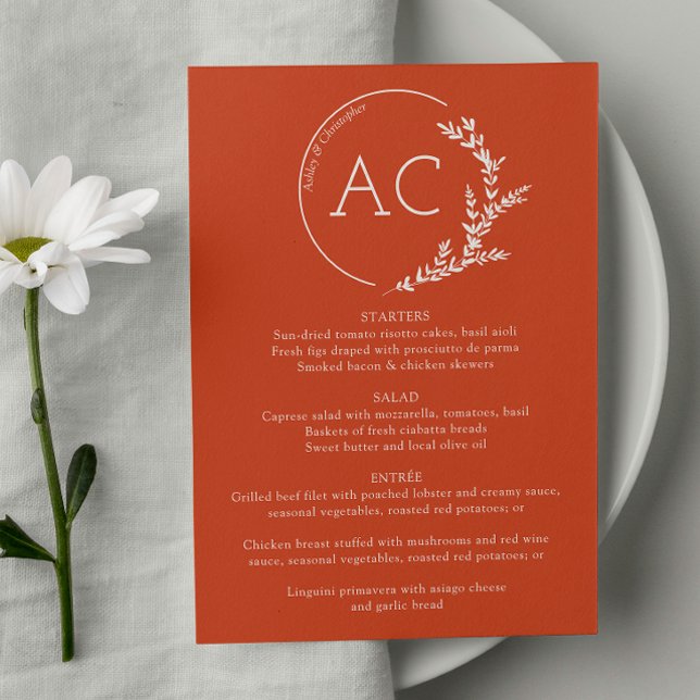 Menú Recepción de matrimonio rojo de cobre con marco de (Subido por el creador)