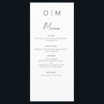 Menú Recepción minimalista elegante y moderna de boda<br><div class="desc">Presentamos nuestro Minimalista menú Boda moderno en blanco y negro, una adición refinada y elegante a su boda de tablescape que equilibra perfectamente el diseño contemporáneo con la sofisticación atemporal. Elaborados con precisión y con un ojo puesto en la estética minimalista, estos menús están diseñados para realzar su experiencia culinaria...</div>