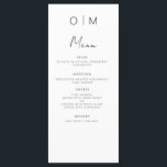 Menú Recepción minimalista elegante y moderna de boda<br><div class="desc">Presentamos nuestro Minimalista menú Boda moderno en blanco y negro, una adición refinada y elegante a su boda de tablescape que equilibra perfectamente el diseño contemporáneo con la sofisticación atemporal. Elaborados con precisión y con un ojo puesto en la estética minimalista, estos menús están diseñados para realzar su experiencia culinaria...</div>