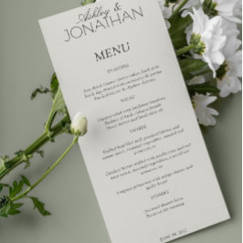 Menú Recepción moderna de bodas centradas en la tipogra