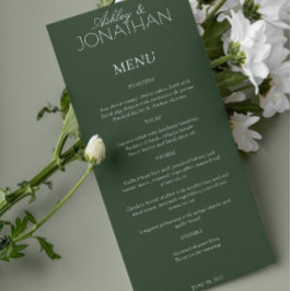 Menú Recepción moderna de bodas centradas en la tipogra