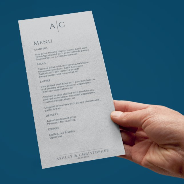 Menú Recepción sencilla de bodas en monogramas de Marin (Subido por el creador)