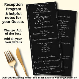 Menú Reception Program -Black White Infinity Scroll,