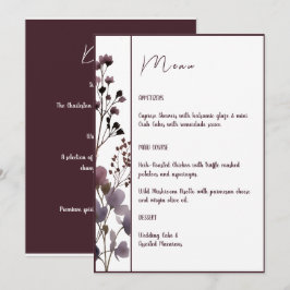 Menú Red Blush Floral Wedding Elegant Romantic