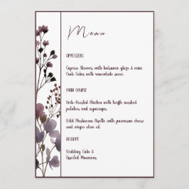 Menú Red Blush Floral Wedding Elegant Romantic