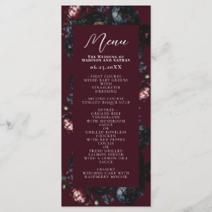Menú Red Dark Moody Romántico Boda gótico Peony