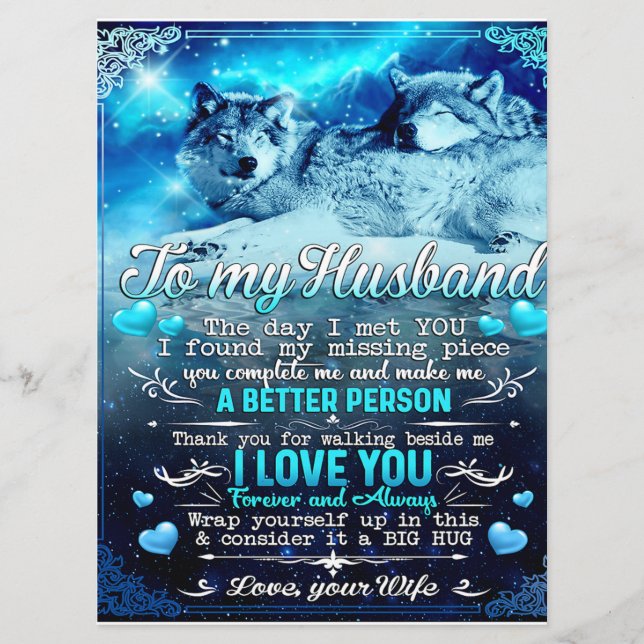 Menú Regalo de lobo para mi esposo, regalo de cumpleaño (Anverso)