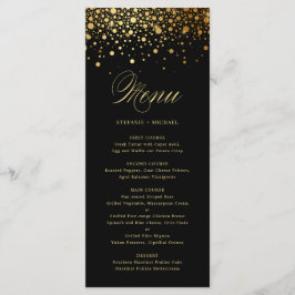 Menú Relieve metalizado dorado negro elegante Boda de C