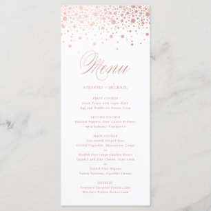 Menú Relieve metalizado dorado Rosa Faux Confetti Elega